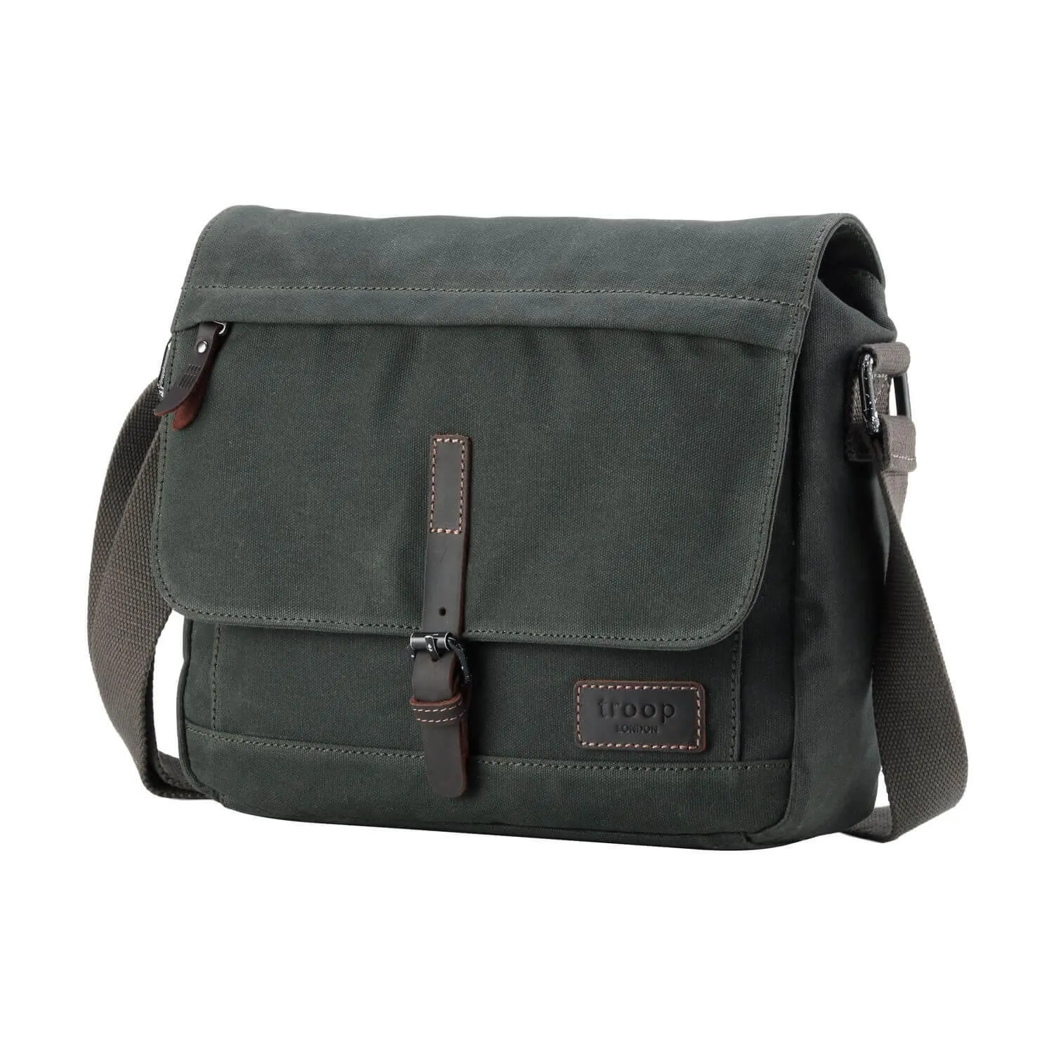 Troop London Heritage Canvas Leather Messenger Bag