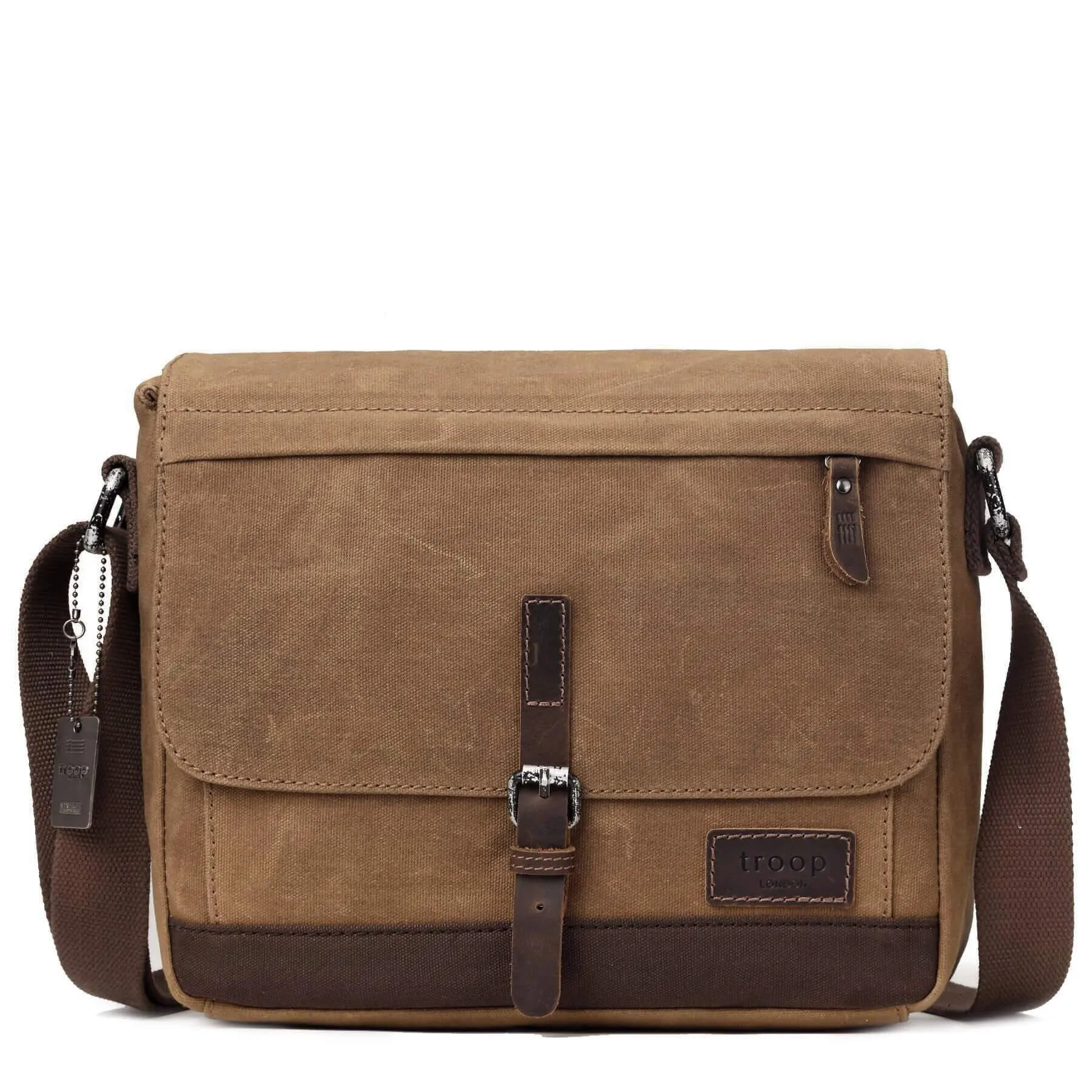 Troop London Heritage Canvas Leather Messenger Bag