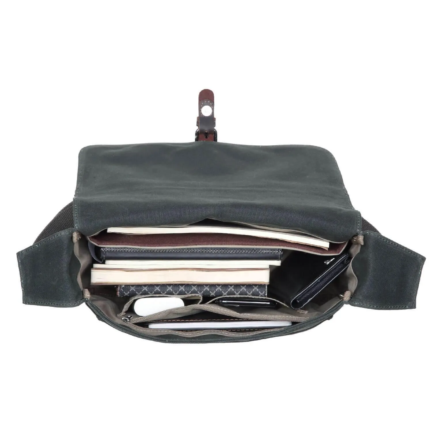 Troop London Heritage Canvas Leather Messenger Bag