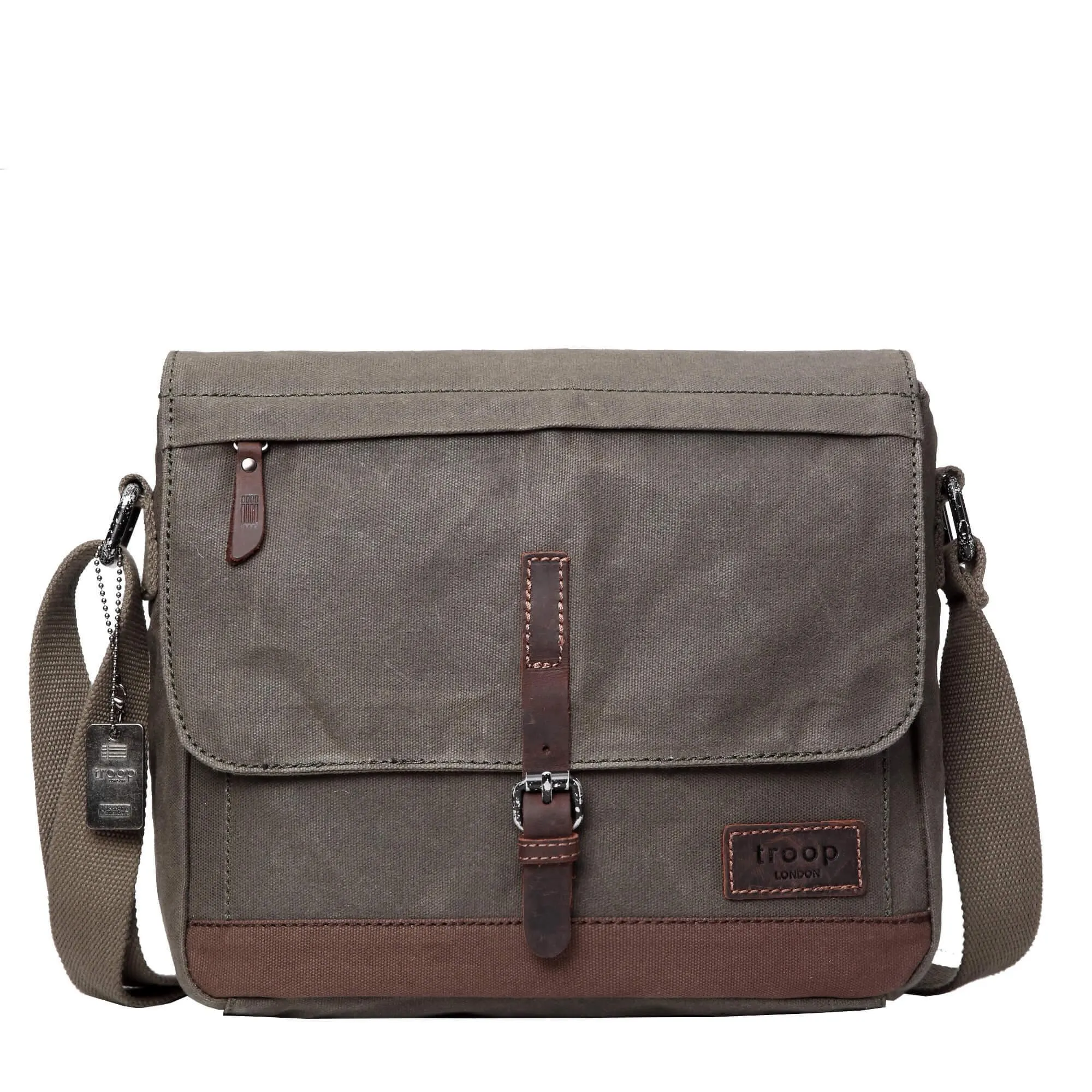 Troop London Heritage Canvas Leather Messenger Bag