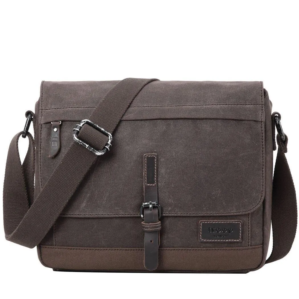 Troop London Heritage Canvas Leather Messenger Bag