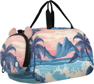 Tropical Sunset Coast Youth Sports Duffel Bag with Ventilated Shoe Compartment|All-Season Lightweight Travel Gym Bag for Girls & Boys|Water-Resistant Gear Bag