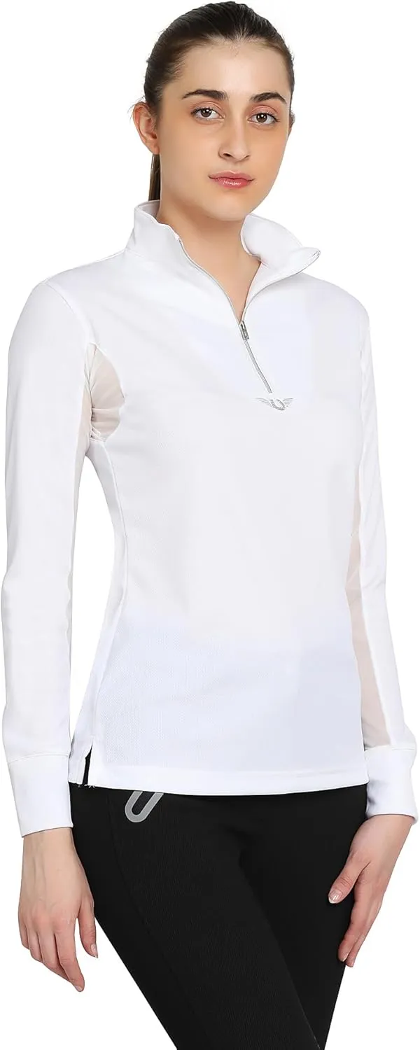 TuffRider Ladies Ventilated Technical Long Sleeve Sport Shirt with Free Assorted Striped Socks