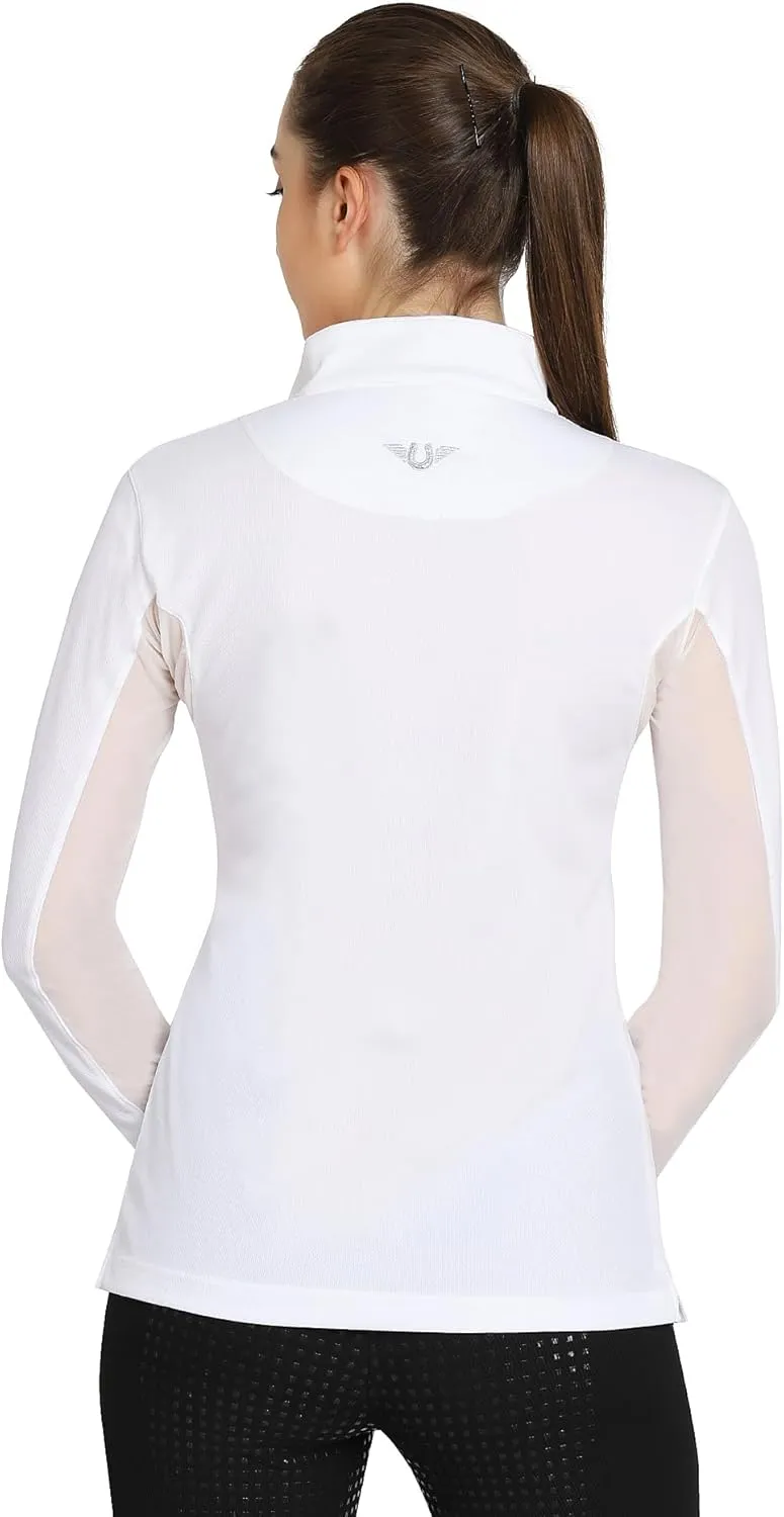 TuffRider Ladies Ventilated Technical Long Sleeve Sport Shirt with Free Assorted Striped Socks