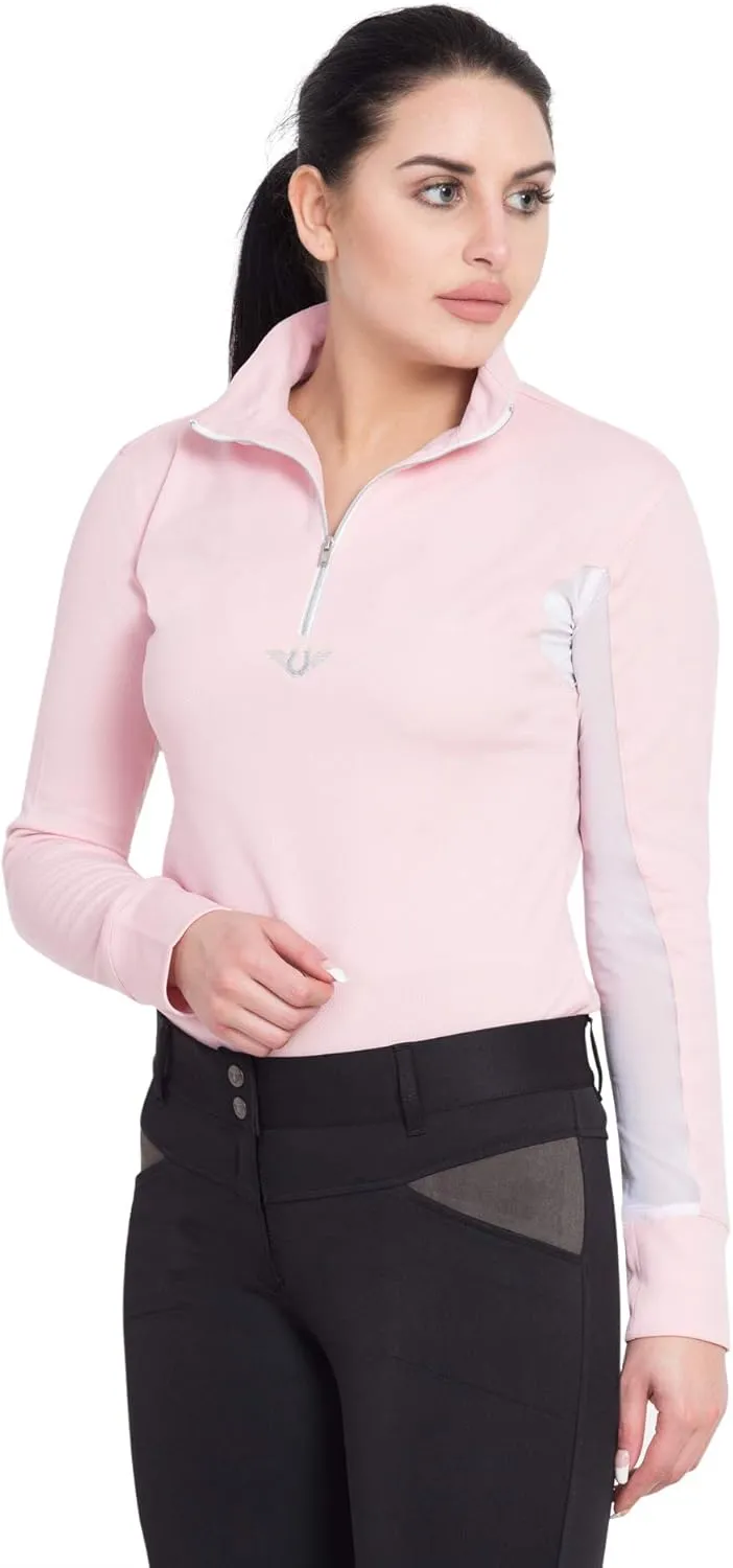 TuffRider Ladies Ventilated Technical Long Sleeve Sport Shirt with Free Assorted Striped Socks
