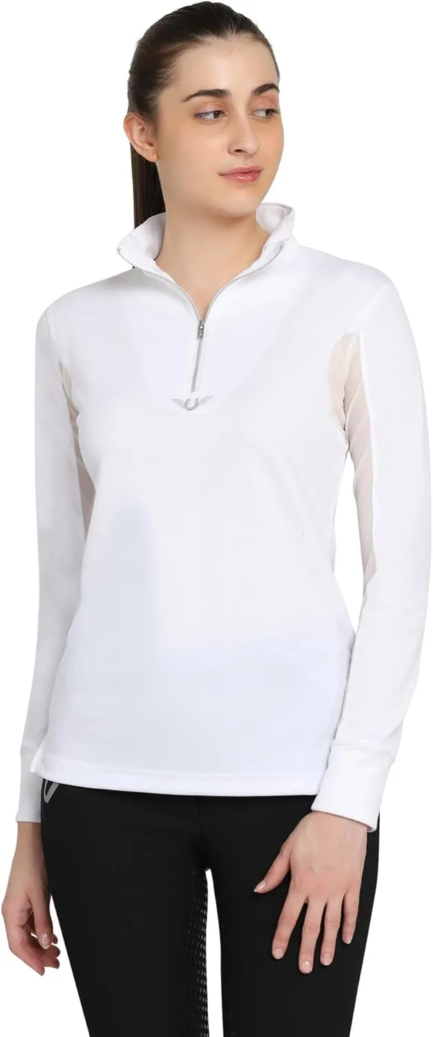 TuffRider Ladies Ventilated Technical Long Sleeve Sport Shirt with Free Assorted Striped Socks
