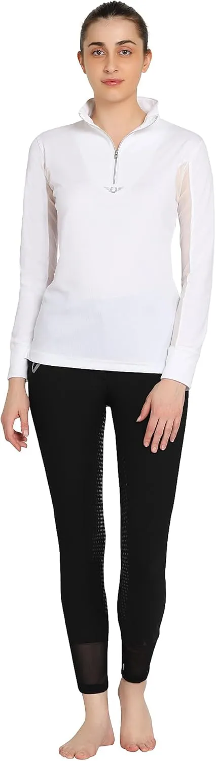 TuffRider Ladies Ventilated Technical Long Sleeve Sport Shirt with Free Assorted Striped Socks