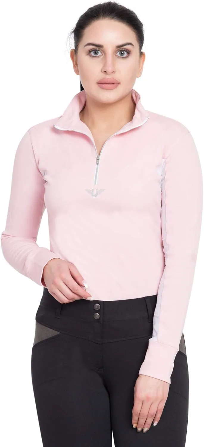 TuffRider Ladies Ventilated Technical Long Sleeve Sport Shirt with Free Assorted Striped Socks