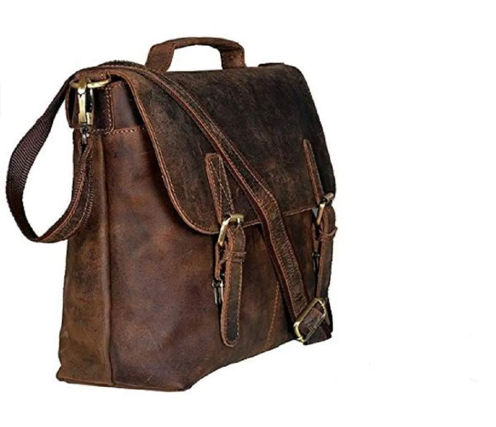 Tuzech 16 Inch Retro Buffalo Hunter Leather Laptop Messenger Bag Office Briefcase Travel bag (16 inch)
