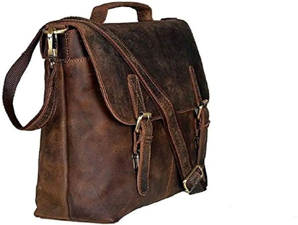 Tuzech 16 Inch Retro Buffalo Hunter Leather Laptop Messenger Bag Office Briefcase Travel bag (16 inch)