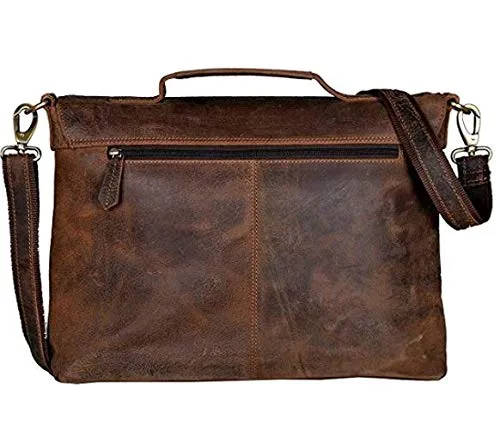 Tuzech 16 Inch Retro Buffalo Hunter Leather Laptop Messenger Bag Office Briefcase Travel bag (16 inch)