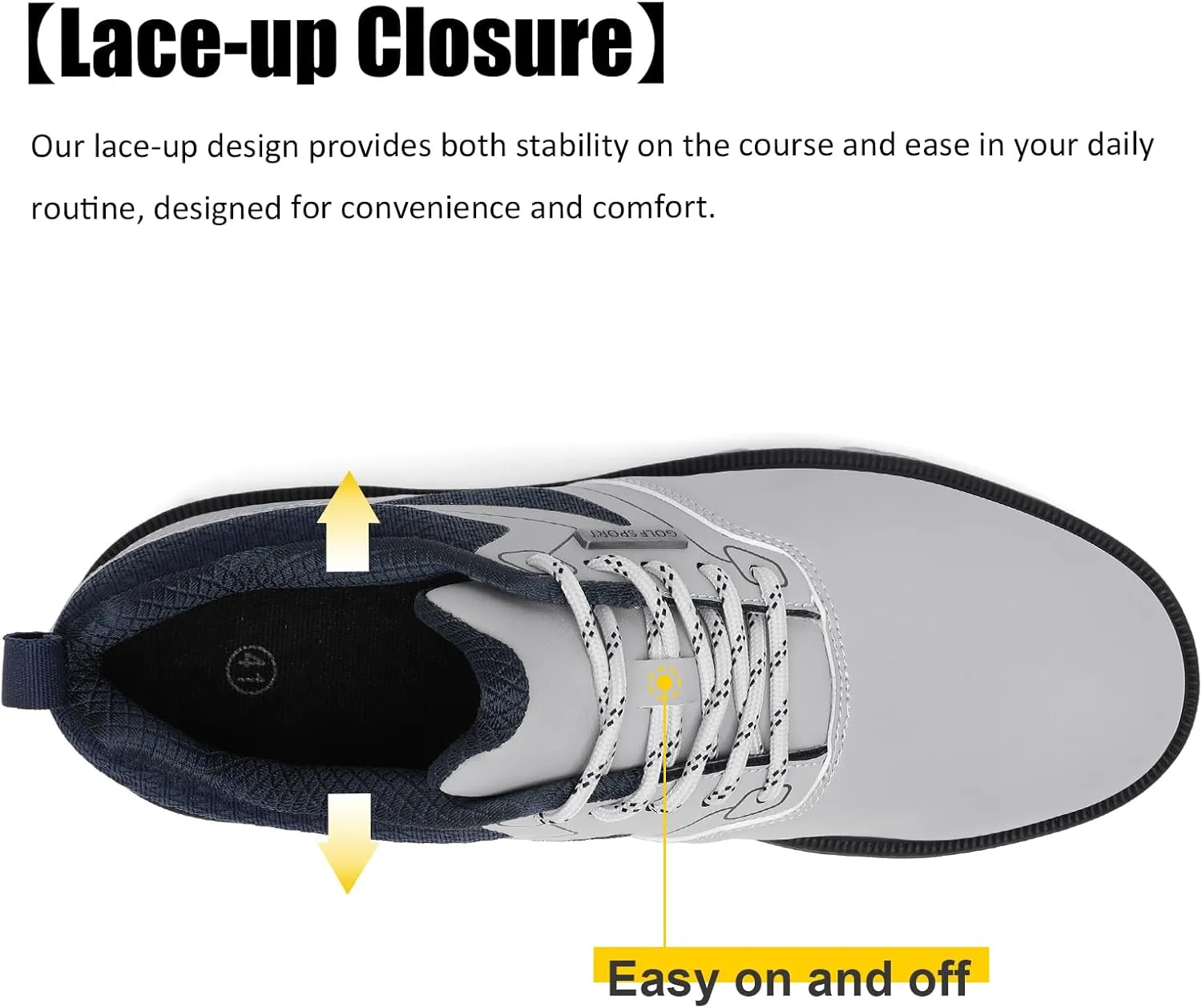 ULTIANT Men's Golf Shoes Fixed Nailless Sole Waterproof Lightweight No-Slip Walking Shoes Size7.5-13
