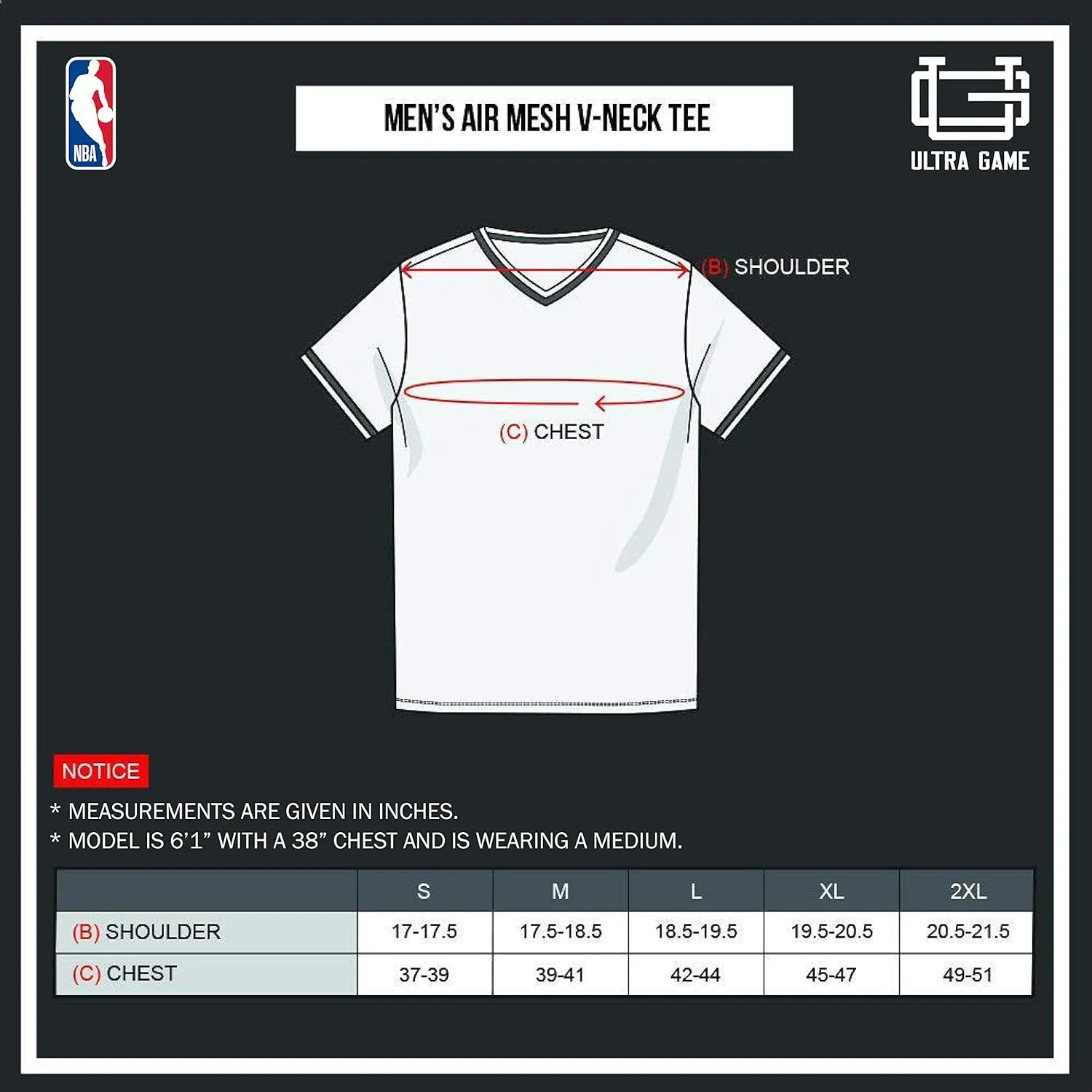 Ultra Game Men's NBA Official Game Time Soft Mesh Short Sleeve V-Neck Tee Shirt