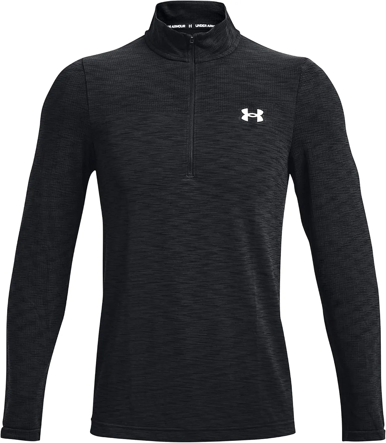 Under Armour Men's UA Seamless 1/2 Zip Long Sleeve Top Shirt (Large, Black/White-001)