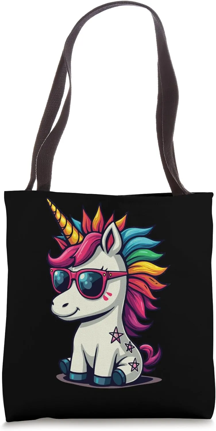 Unicorn With Rainbow Mohawk Tote Bag