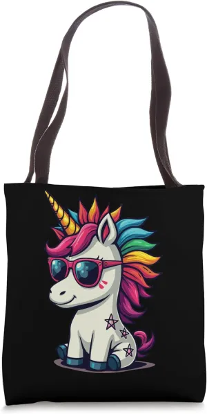 Unicorn With Rainbow Mohawk Tote Bag