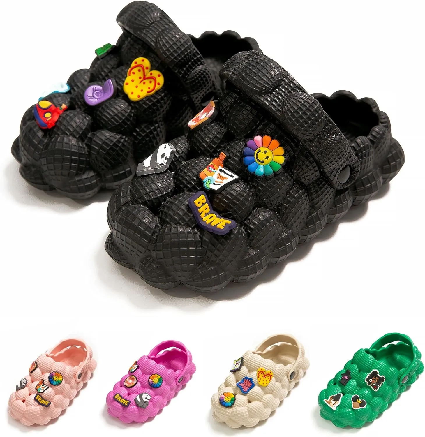 Unisex Bubble Slides Sandals for Kids Golf Ball Slides Bubble Clogs Garden Shoes Girls Boys Comfy Anti-Slip for Shower Beach Bath Indoor and Outdoor