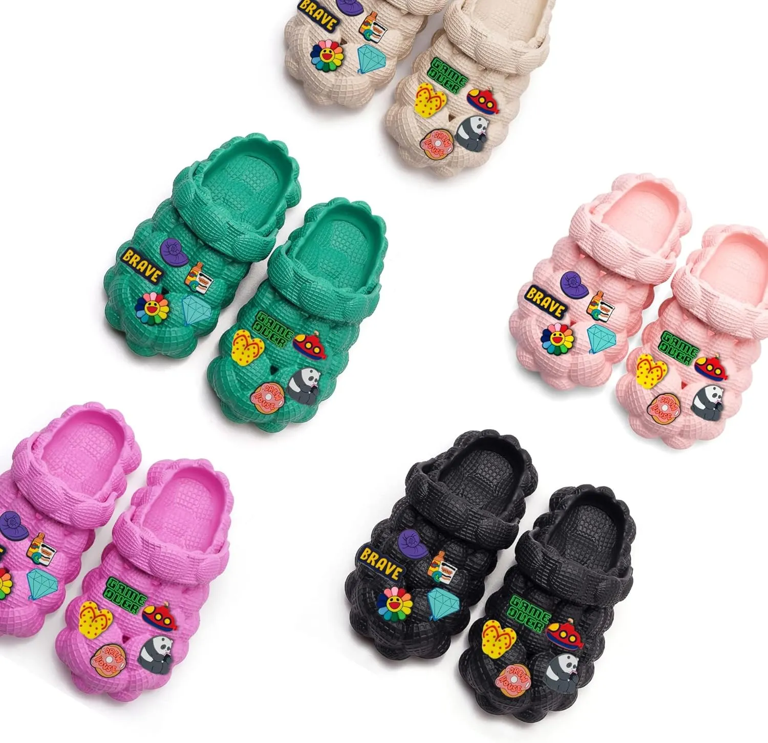 Unisex Bubble Slides Sandals for Kids Golf Ball Slides Bubble Clogs Garden Shoes Girls Boys Comfy Anti-Slip for Shower Beach Bath Indoor and Outdoor