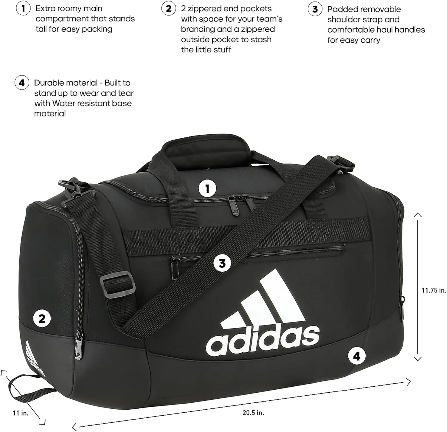 Unisex Defender 4.0 Gym Duffel Bag for Men and Women, Black/White, Small (38L)