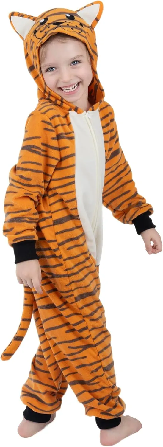 Unisex Kids Animal Onesie, Kids Tiger Onesie Costume, Halloween Christmas Carnival Cosplay Costume for Girls Boys