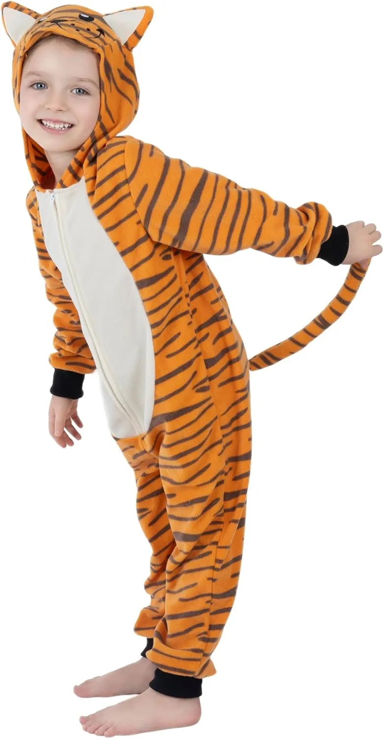 Unisex Kids Animal Onesie, Kids Tiger Onesie Costume, Halloween Christmas Carnival Cosplay Costume for Girls Boys