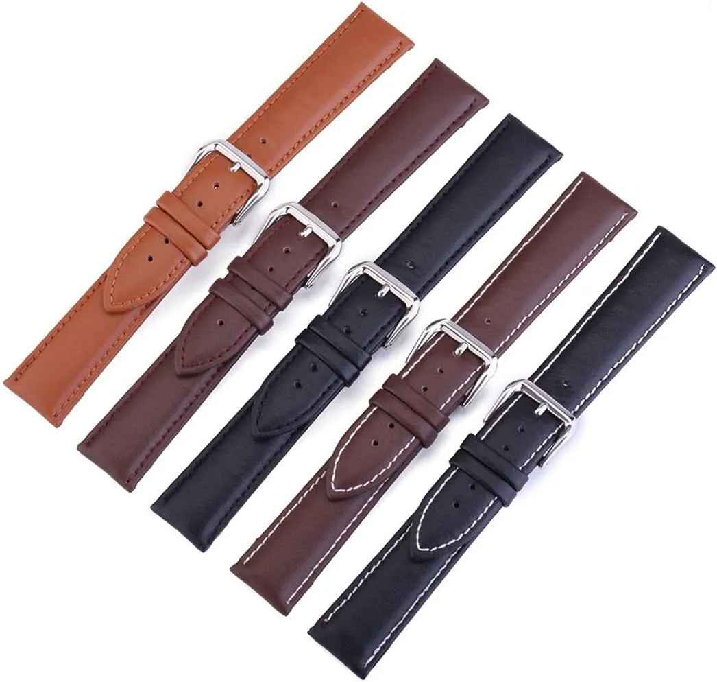 Universal Strap，12mm/14mm/16mm/18mm/19mm/20mm/22mm/24mm Replacement Leather Watch Band Cowhide Leather Strap Pin Buckle Watch Wrist Bracelet