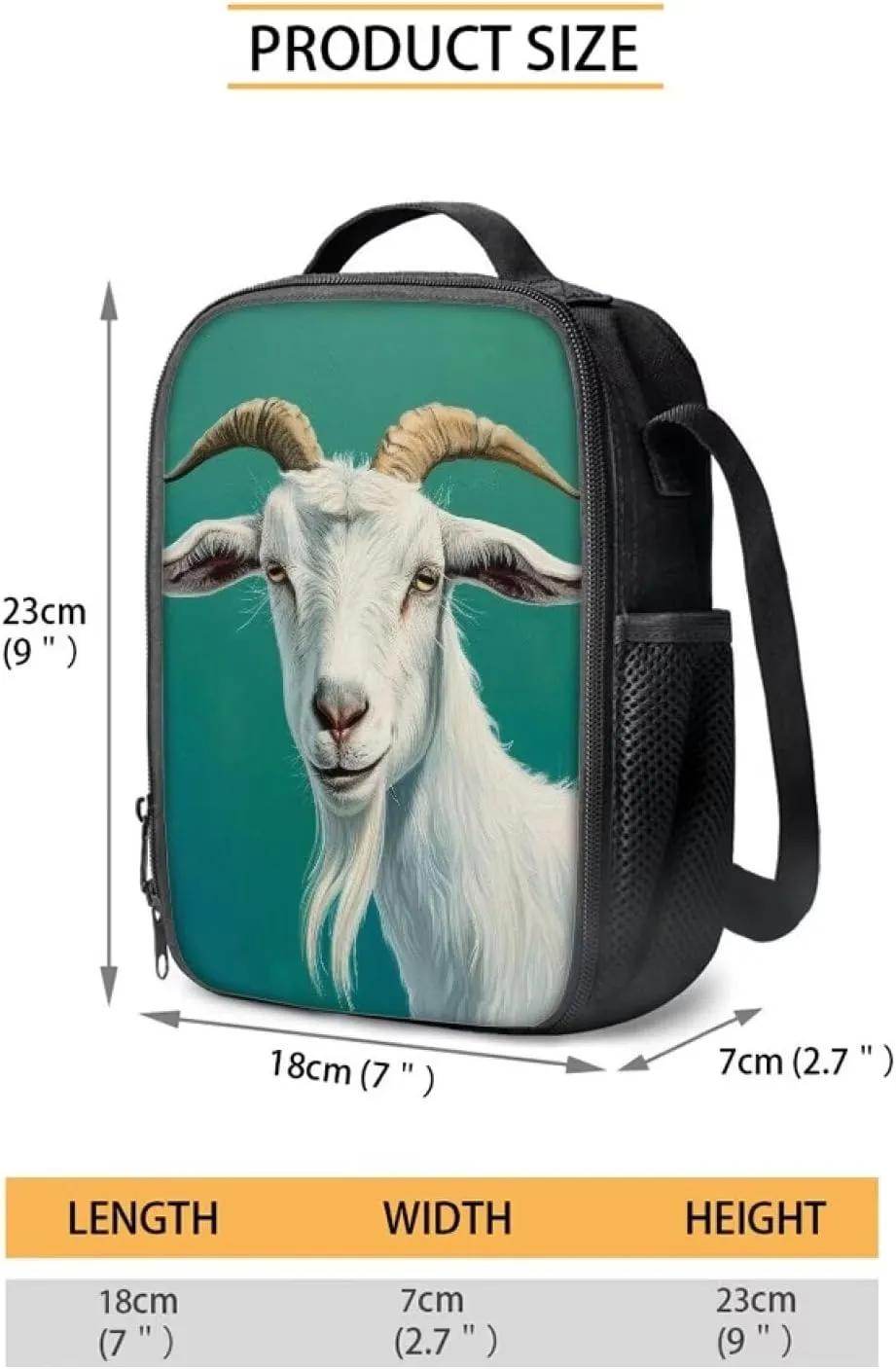 Upetstory Goat Lunch Bag Reusable Lunch Box Cooler Lunch Tote Bag Meal Prep Organzier Crossbody Handbag for Women Men Girls Boys School Picnic Office Work Beach Travel