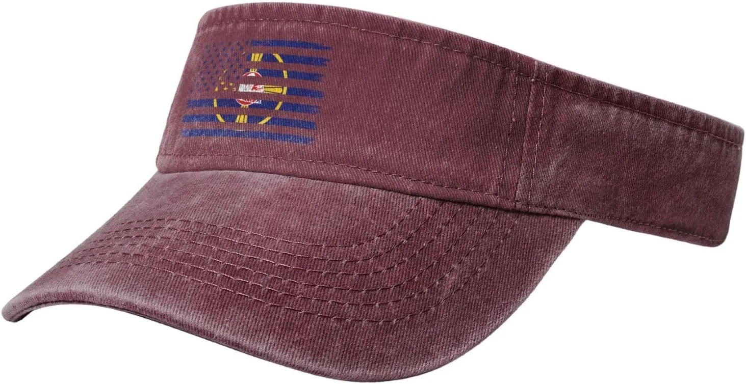 US and Flag of Omaha, Nebraska Sun Visor Hats Cotton Adjustable Sports Empty Top Baseball Cap for Women Men Golf Cap