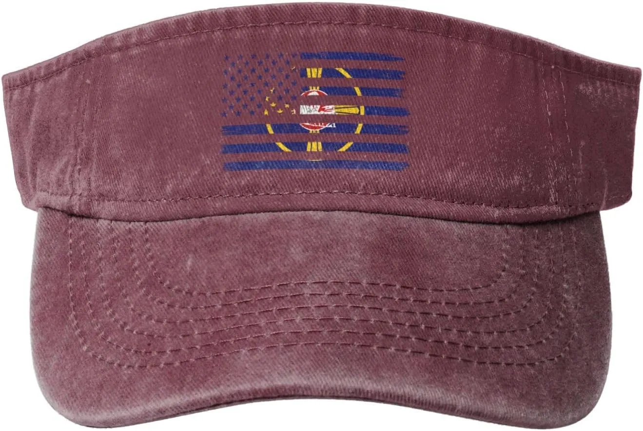 US and Flag of Omaha, Nebraska Sun Visor Hats Cotton Adjustable Sports Empty Top Baseball Cap for Women Men Golf Cap