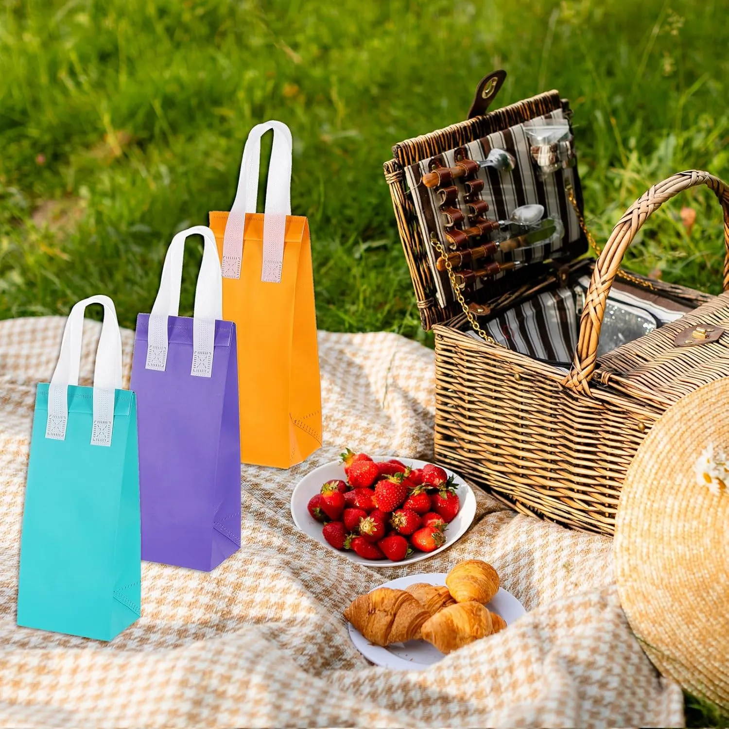 uxcell 25pcs Insulated Take Out Bags, 4.7" x 3.9" x 11" Insulated Take Away Bags Thermal Disposable Lunch Bags Disposable Cooler Bags for Hot Cold Food Catering Grocery Picnic Yellow