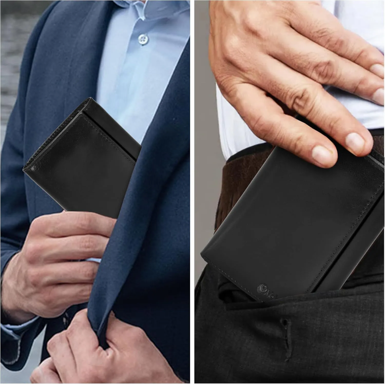 VALENCHI Leather Trifold Wallet For Men - RFID Blocking - 6 Card Slots, 2 Note Compartments & 1 ID Window - Minimalist Design, Slim Wallet - Premium, Fashionable Accessory Gifts for Men, Him