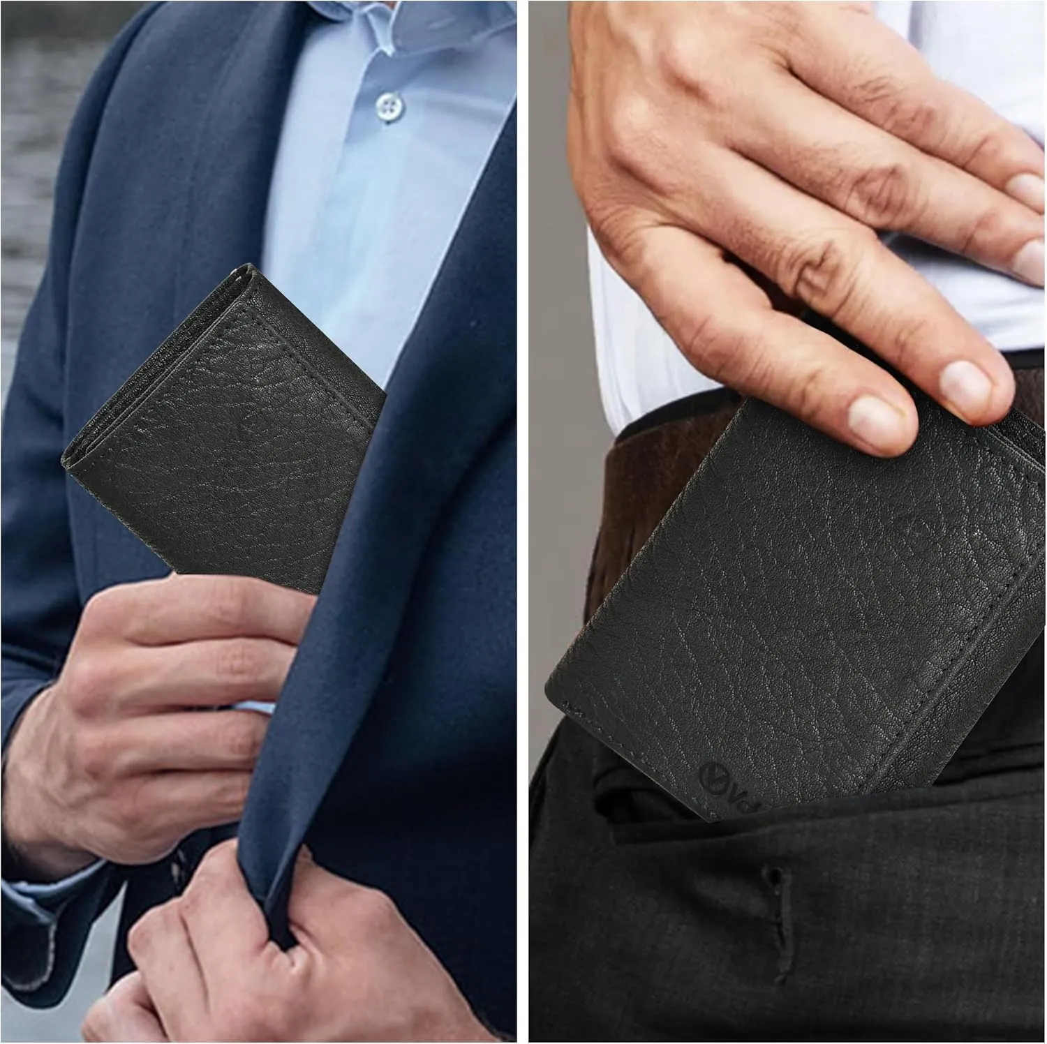 VALENCHI Leather Trifold Wallet For Men - RFID Blocking - 6 Card Slots, 2 Note Compartments & 1 ID Window - Minimalist Design, Slim Wallet - Premium, Fashionable Accessory Gifts for Men, Him