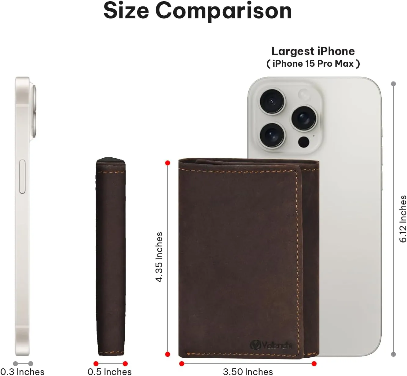 VALENCHI Leather Trifold Wallet For Men - RFID Blocking - 7 Card Slots, 2 Note Compartments & 1 ID Window - Minimalist Design, Slim Wallet - Premium, Fashionable Accessory Gifts for Men, Him
