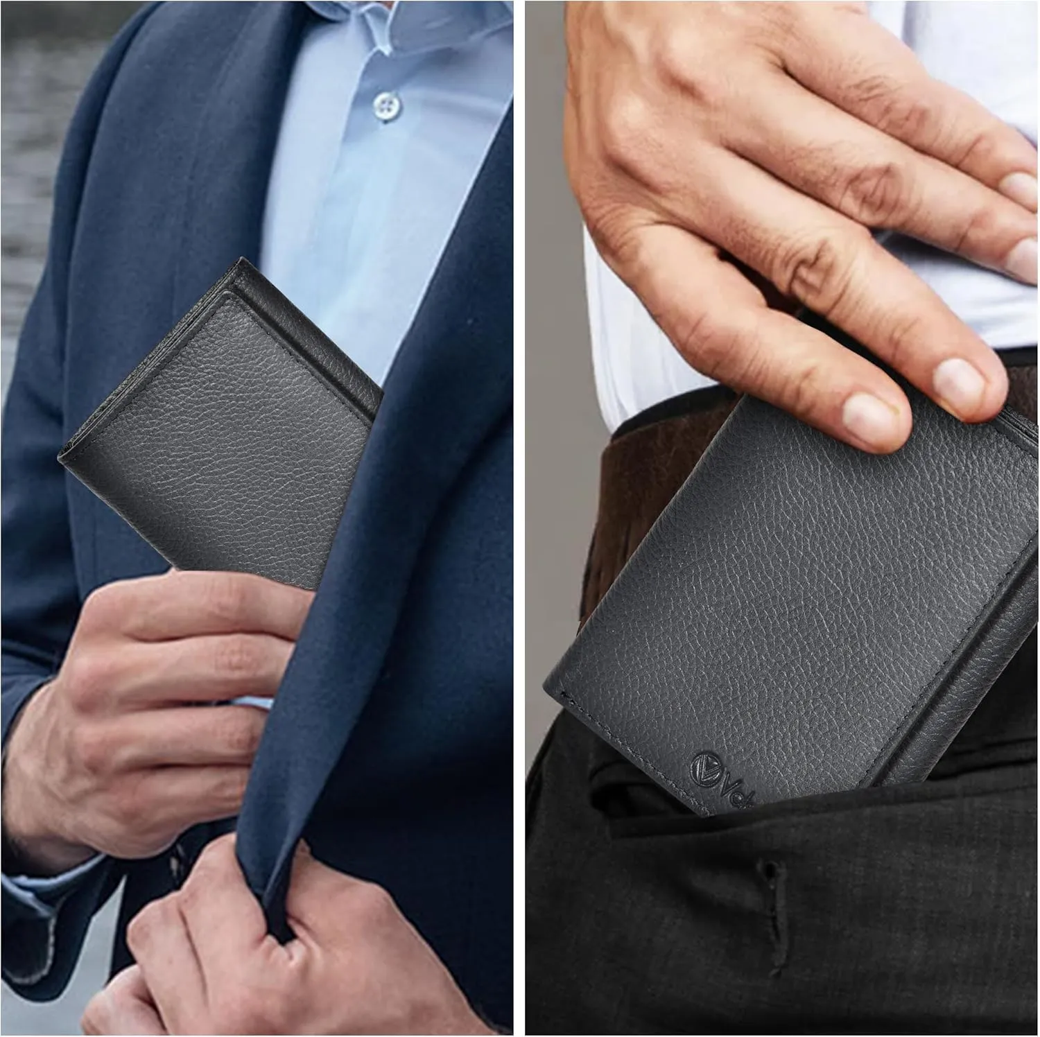 VALENCHI Leather Trifold Wallet For Men - RFID Blocking - 7 Card Slots, 2 Note Compartments & 1 ID Window - Minimalist Design, Slim Wallet - Premium, Fashionable Accessory Gifts for Men, Him