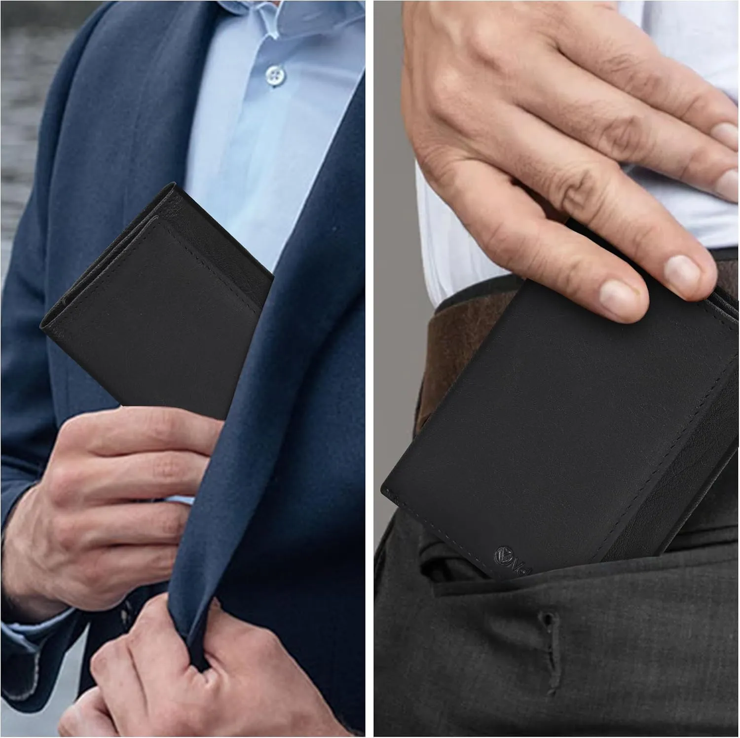 VALENCHI Leather Trifold Wallet For Men - RFID Blocking - 7 Card Slots, 2 Note Compartments & 1 ID Window - Minimalist Design, Slim Wallet - Premium, Fashionable Accessory Gifts for Men, Him
