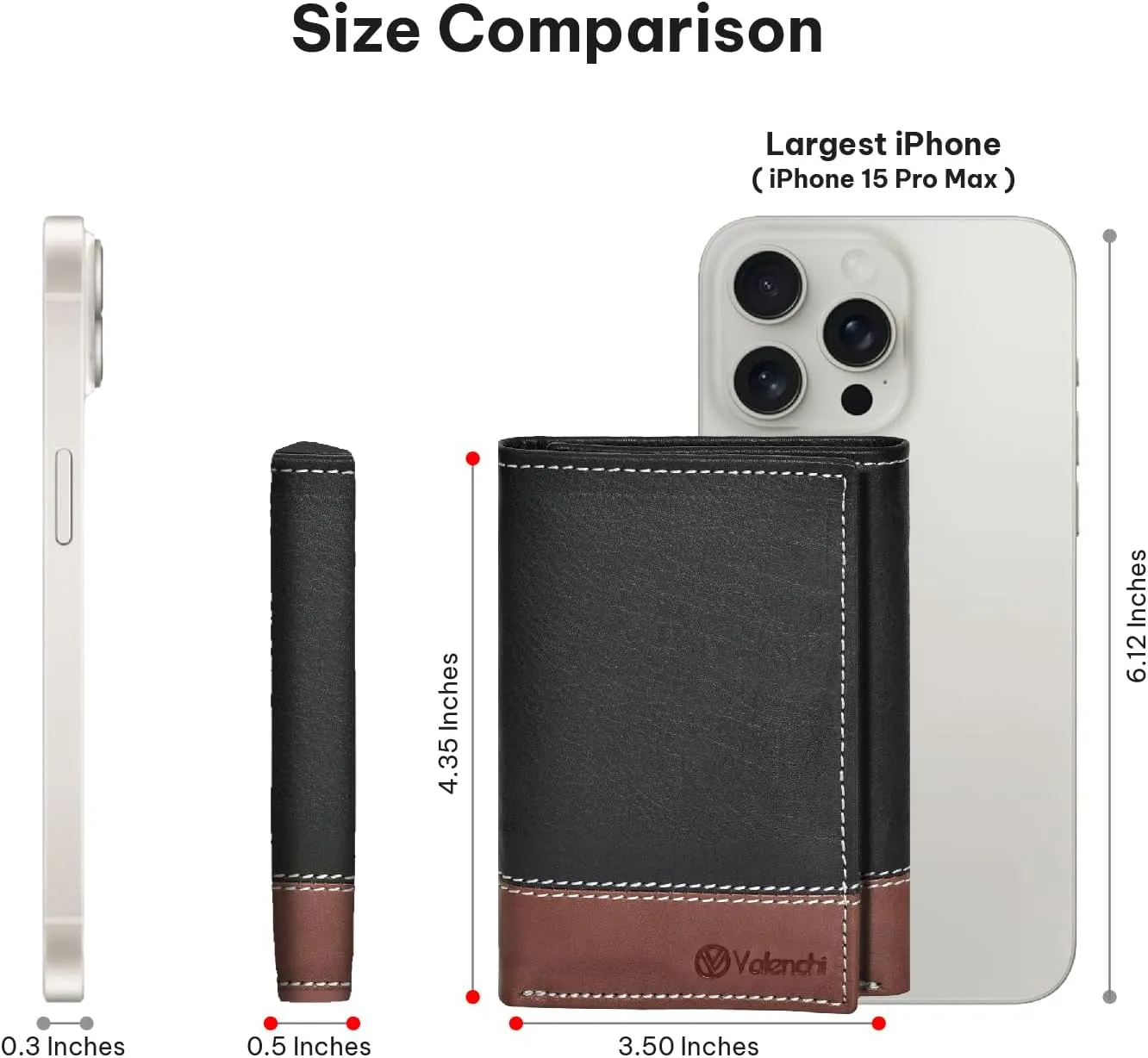 VALENCHI Leather Trifold Wallet For Men - RFID Blocking - 7 Card Slots, 2 Note Compartments & 1 ID Window - Minimalist Design, Slim Wallet - Premium, Fashionable Accessory Gifts for Men, Him