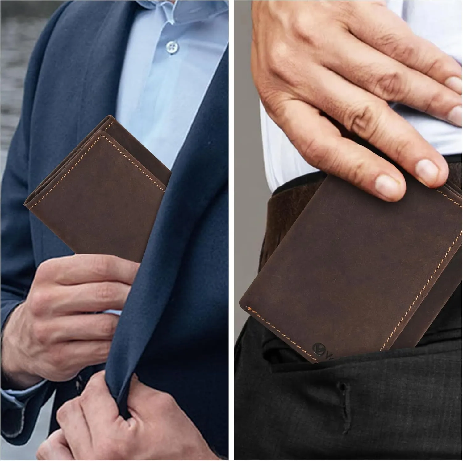VALENCHI Leather Trifold Wallet For Men - RFID Blocking - 7 Card Slots, 2 Note Compartments & 1 ID Window - Minimalist Design, Slim Wallet - Premium, Fashionable Accessory Gifts for Men, Him