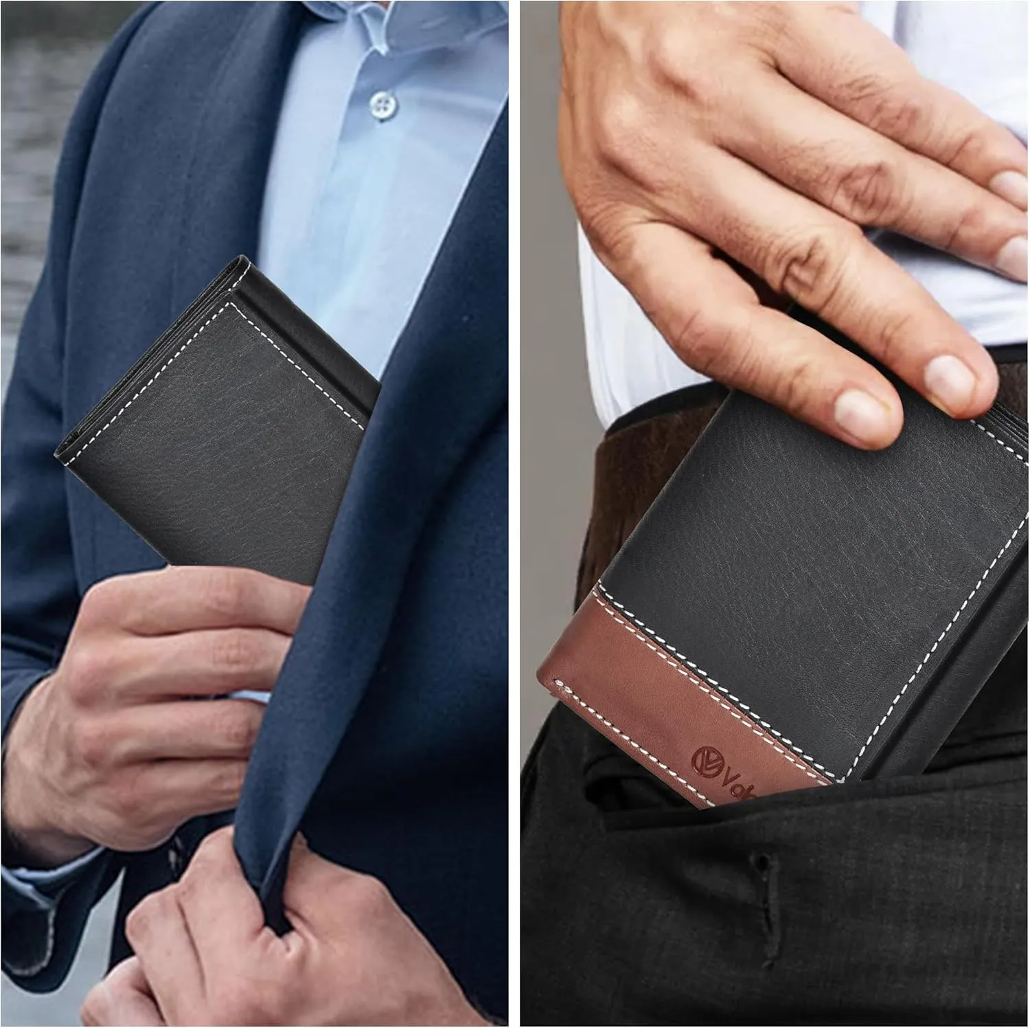 VALENCHI Leather Trifold Wallet For Men - RFID Blocking - 7 Card Slots, 2 Note Compartments & 1 ID Window - Minimalist Design, Slim Wallet - Premium, Fashionable Accessory Gifts for Men, Him