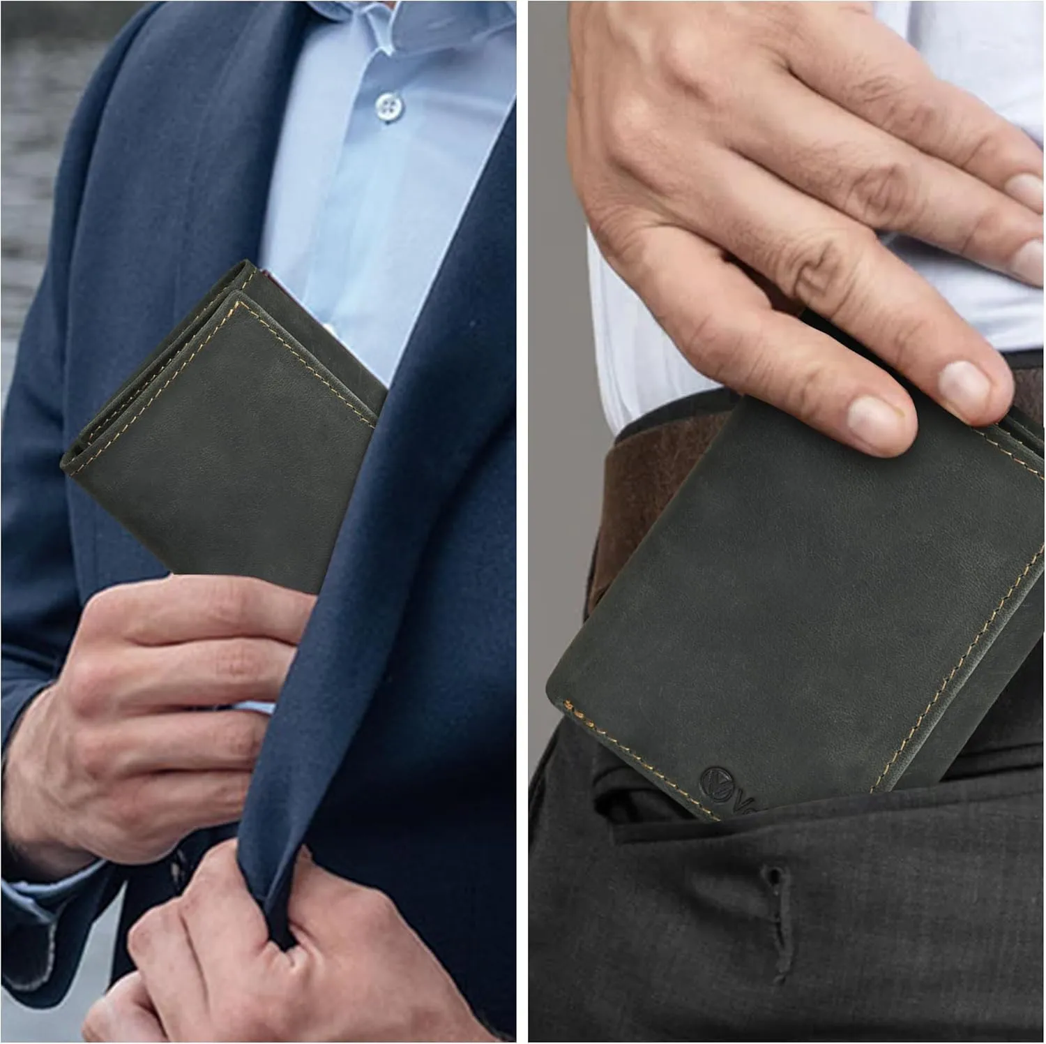 VALENCHI Leather Trifold Wallet For Men - RFID Blocking - 7 Card Slots, 2 Note Compartments & 1 ID Window - Minimalist Design, Slim Wallet - Premium, Fashionable Accessory Gifts for Men, Him