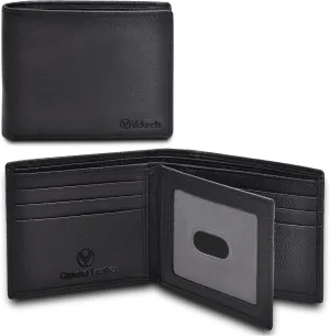 VALENCHI Leather Wallet For Men - RFID Blocking Wallet For Men - Slim Bifold Men's Wallet (Black Pebble)