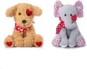 Valentine's Stuffed Animal, 11 Inch Stuffed Animal Dog, Ideal for Valentine's Day Gifts for Friend (Puppy   Elephant)