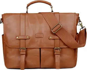Vegan Leather 15.6 inch Laptop Bag Messenger Bag Briefcase Vintage Crossbody Shoulder Bag for Men and Women YL-01