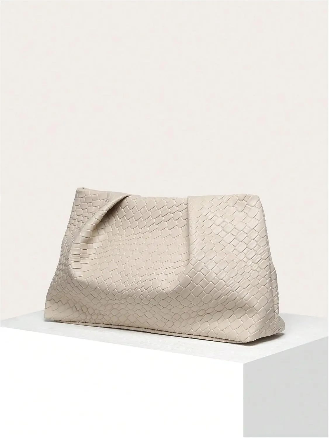 Verdusa Women's Braided Woven Handbags Ruched Clutch Purses Leather Bag