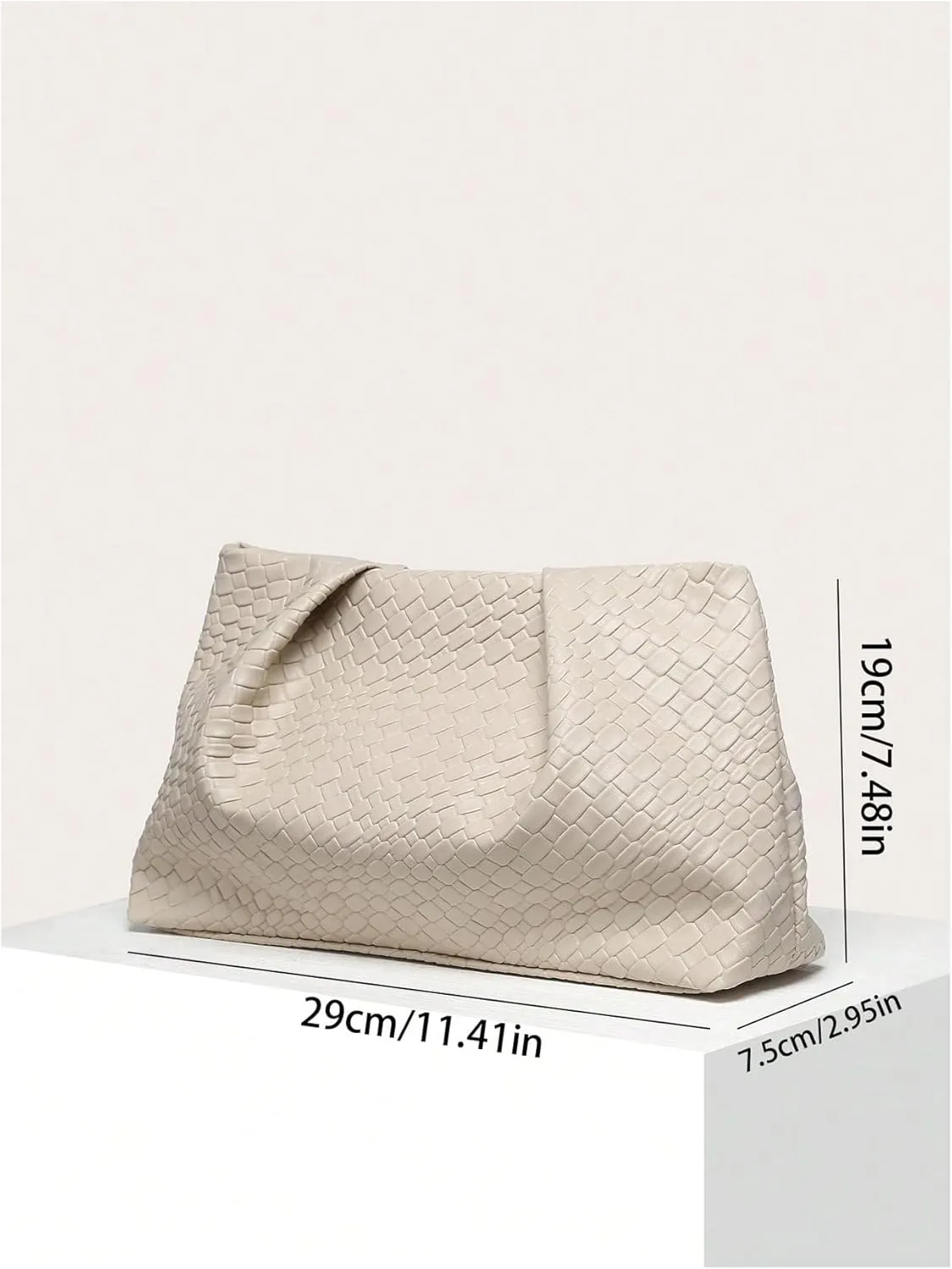 Verdusa Women's Braided Woven Handbags Ruched Clutch Purses Leather Bag