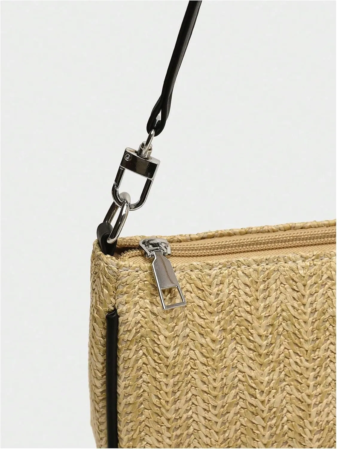 Verdusa Women's Straw Woven Shoulder Bags Zipper Underarm Handbag
