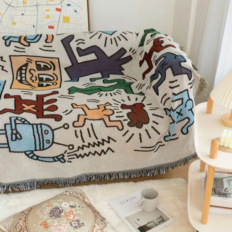 Versatile Outdoor Throw Blanket with Tassels: Perfect for Home and Adventures