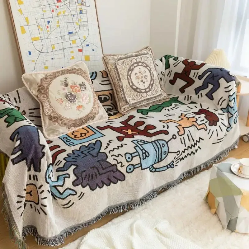 Versatile Outdoor Throw Blanket with Tassels: Perfect for Home and Adventures