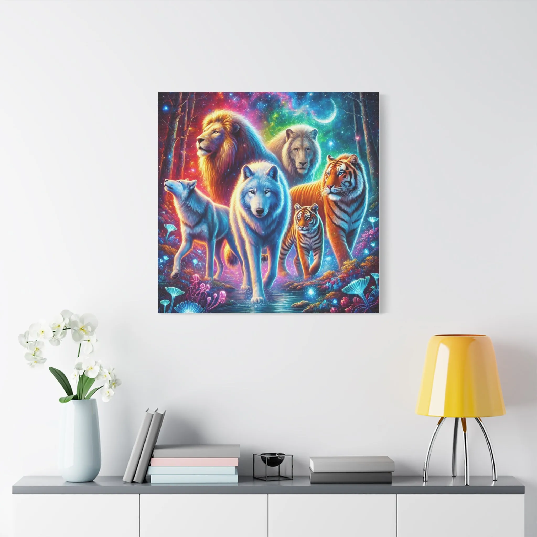 Vibrant Animal Art Canvas - Cosmic Jungle Collection, Gifts for friends, Gifts for love ones, Home decoration, Office decoration