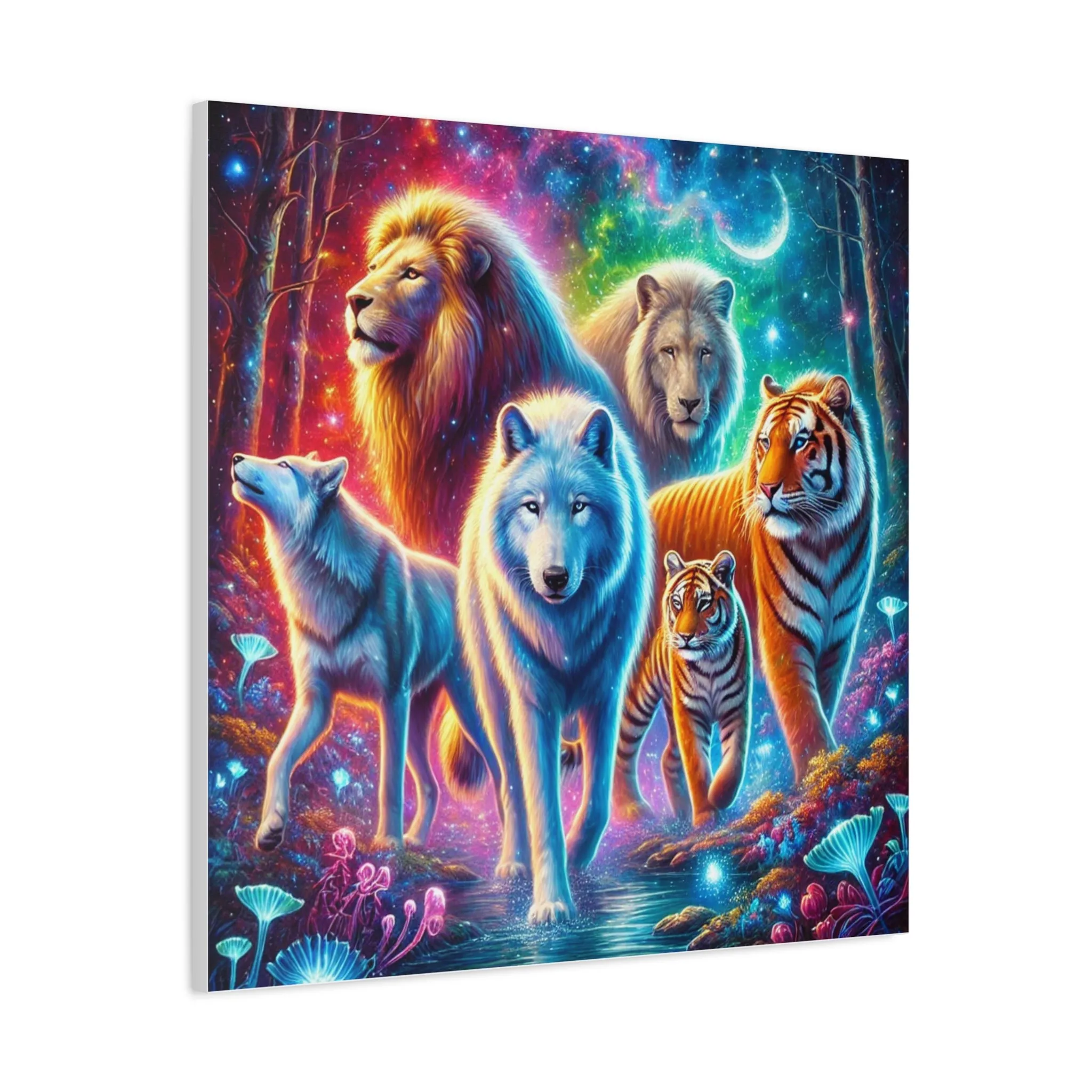 Vibrant Animal Art Canvas - Cosmic Jungle Collection, Gifts for friends, Gifts for love ones, Home decoration, Office decoration