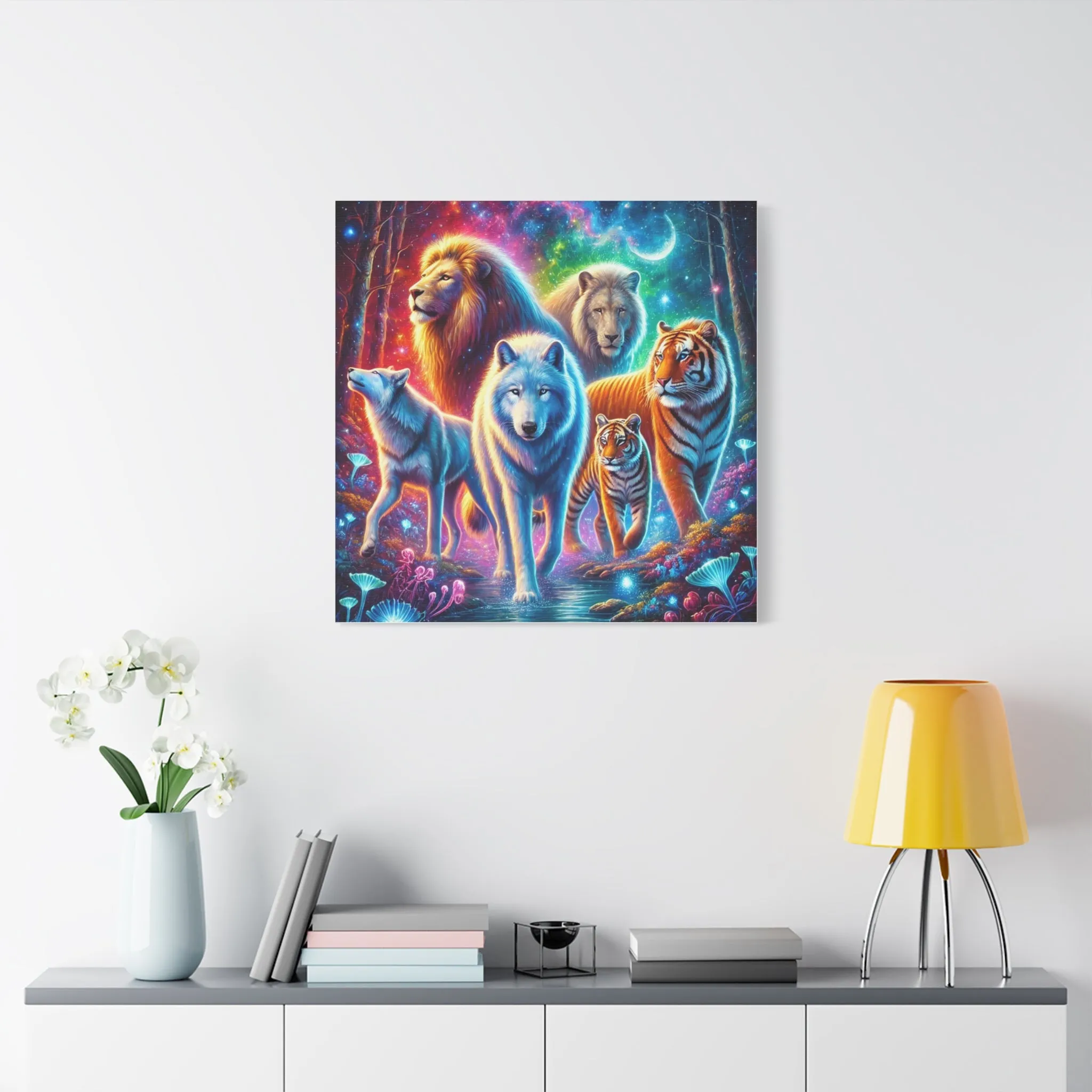 Vibrant Animal Art Canvas - Cosmic Jungle Collection, Gifts for friends, Gifts for love ones, Home decoration, Office decoration